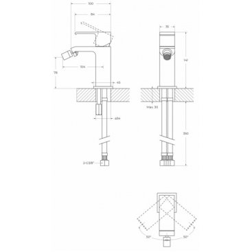 Смеситель для биде Cezares PORTA-BS1-01-W0