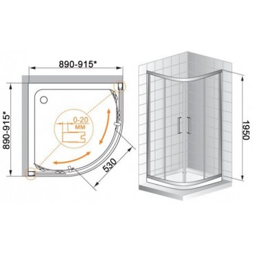 Душевой уголок Cezares Porta R2 90x90 (уценка)