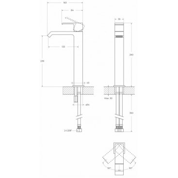 Смеситель для раковины Cezares PORTA-LC-01-W0
