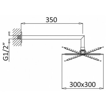 Верхний душ с кронштейном Cezares PORTA-TDDQ-30-NOP