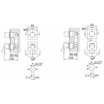 Смеситель для душа Cezares PORTA-VDIM4-M-01
