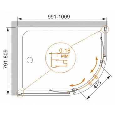 Душевой уголок Cezares PRATICO-RH-2-100/80