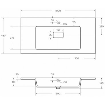 Тумба с раковиной Cezares Slider 100-PI-CZR-1000/480-LV-MR-PRS Bianco Opaco