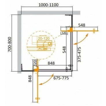 Душевой уголок Cezares SLIDER-AH-2-70/80-100/110-BR-Cr