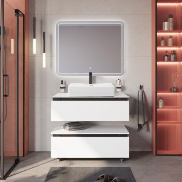 Тумба с раковиной Cezares Slider 100-SLD-100/48-BO-PI Bianco Opaco