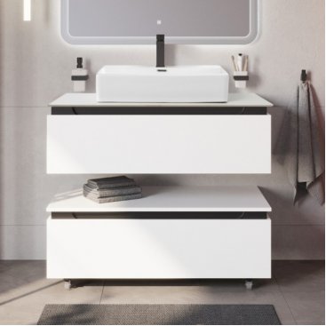 Тумба с раковиной Cezares Slider 100-SLD-100/48-BO-PI Bianco Opaco