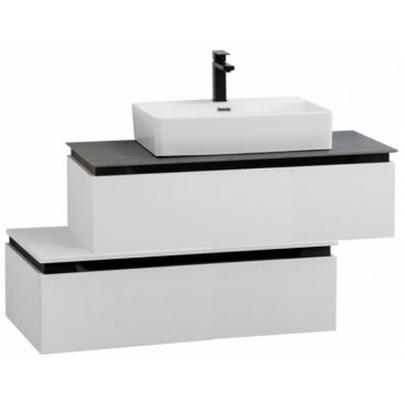Тумба с раковиной и зеркалом Cezares Slider 100-SLD-100/48-MNO-PI Bianco Opaco