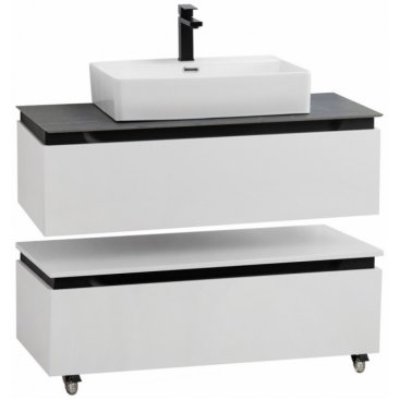 Тумба с раковиной и зеркалом Cezares Slider 100-SLD-100/48-MNO-PI Bianco Opaco