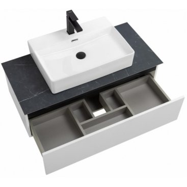 Тумба с раковиной и зеркалом Cezares Slider 100-SLD-100/48-MNO-PI Bianco Opaco