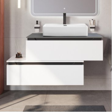 Тумба с раковиной и зеркалом Cezares Slider 100-SLD-100/48-MNO-PI Bianco Opaco