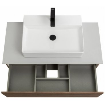 Тумба с раковиной и зеркалом Cezares Slider 100-SLD-100/48-BO орех дымчатый