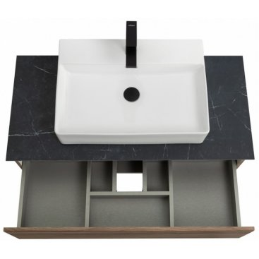 Тумба с раковиной и зеркалом Cezares Slider 100-SLD-100/48-MNO орех дымчатый