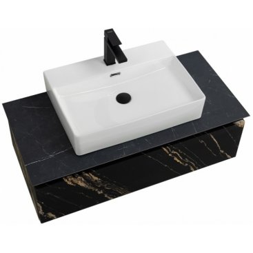 Тумба с раковиной и зеркалом Cezares Slider 100-SLD-100/48-MNO черный фьюжн