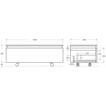 Мебель для ванной Cezares Slider 100-PI орех дымчатый