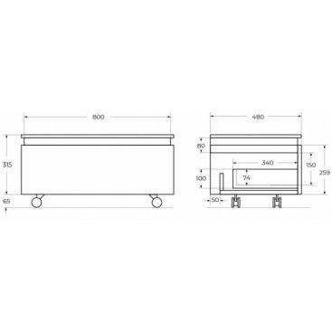 Тумба с раковиной Cezares Slider 80-PI-CZR-800/480-LV-MR-PRS черный фьюжн