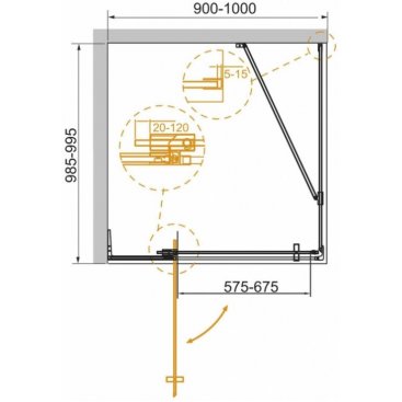 Душевой уголок Cezares SLIDER-AH-1-100-90/100-BR-GM