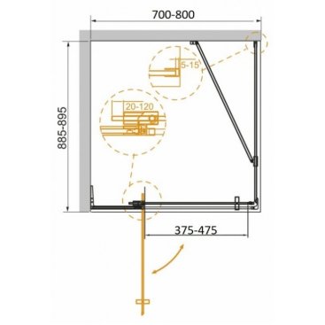 Душевой уголок Cezares SLIDER-AH-1-90-70/80-BR-BORO