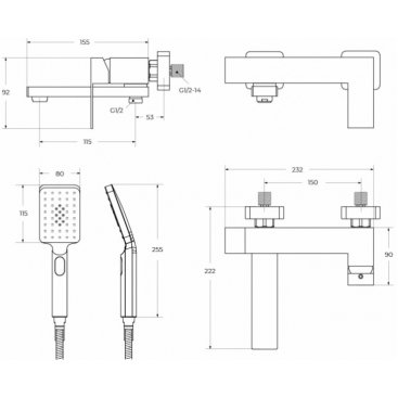 Смеситель для ванны Cezares SLIDER-VD-IN