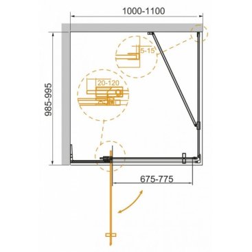 Душевой уголок Cezares SLIDER-AH-1-100-100/110-C-CR