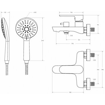 Смеситель для ванны Cezares STYLUS-VD-IN