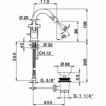 Смеситель для биде Cisal Barcelona Quad BQ00155021