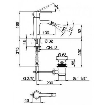 Смеситель для биде Cisal Cherie CE00055024