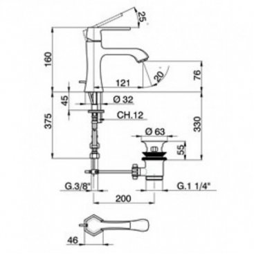 Смеситель для раковины Cisal Cherie CH0005147C