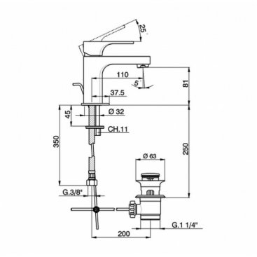 Смеситель для раковины Cisal Cubic CU00051121