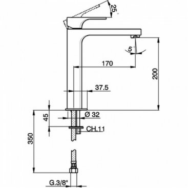 Смеситель для раковины Cisal Cubic CU00354121