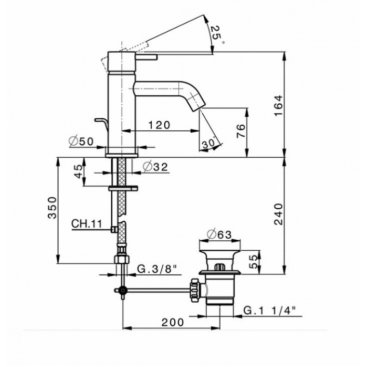 Смеситель для раковины Cisal Less New LN000510 хром