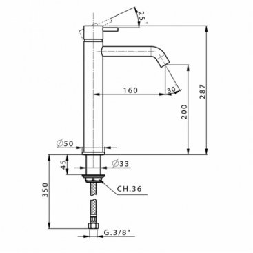 Смеситель для раковины Cisal Less New LN003540 хром