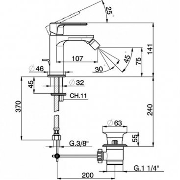 Смеситель для биде Cisal LineaViva LV00055021