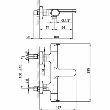 Смеситель для ванны Cisal LineaViva LVT2101021