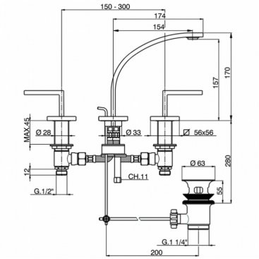 Смеситель для раковины Cisal Wave WA001021 никель