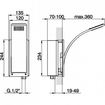 Верхний душ Cisal Wave WA01319021