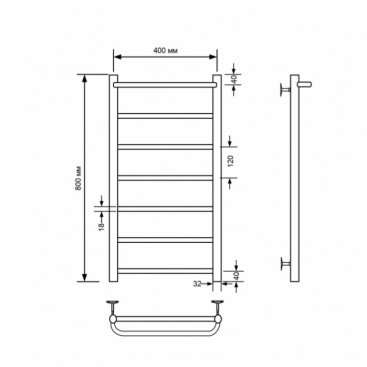 Полотенцесушитель водяной Comfysan Capri W-7 80/40 с полкой, хром