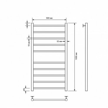 Полотенцесушитель водяной Comfysan Luce W-10 100/50, черный