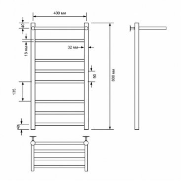 Полотенцесушитель водяной Comfysan Luce W-8 80/40 с полкой, хром