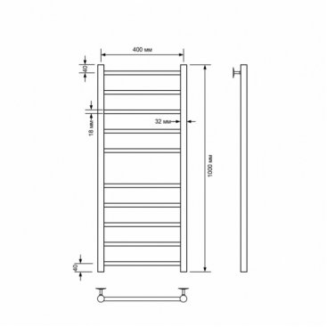 Полотенцесушитель водяной Comfysan Noumi W-10 100/40, черный