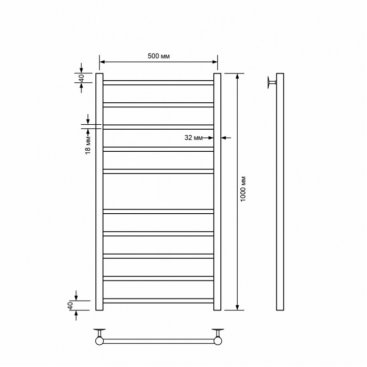 Полотенцесушитель водяной Comfysan Noumi W-10 100/50, черный