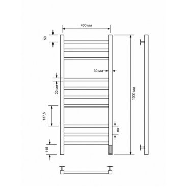 Полотенцесушитель электрический с/т Comfysan Pioli-K EC-10 100/40, хром