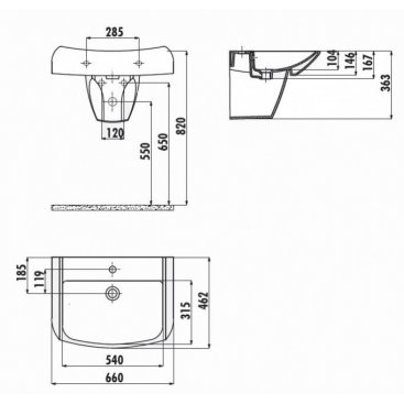 Раковина с полупьедесталом Creavit Bull BL065