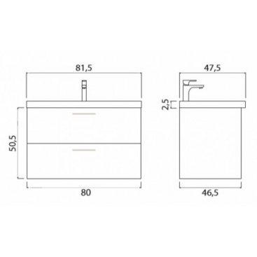 Мебель для ванной Creto Ares White 80 см