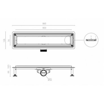 Водоотводящий желоб Ctesi Way Line BK4024050 80 см