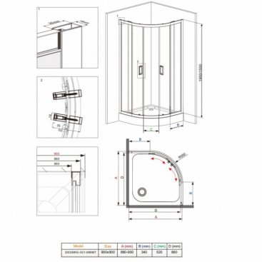 Душевой уголок Damixa Skyline DX35WG-301-090MT