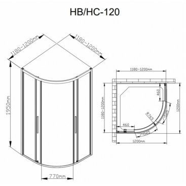 Душевой уголок Deto HB 120 Black