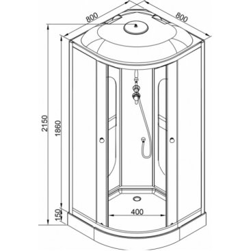 Душевая кабина Deto L 908, 80х80х215 см, сборка без силикона