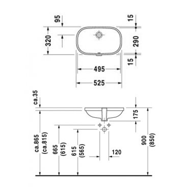 Раковина встраиваемая Duravit D-Code 0338490000