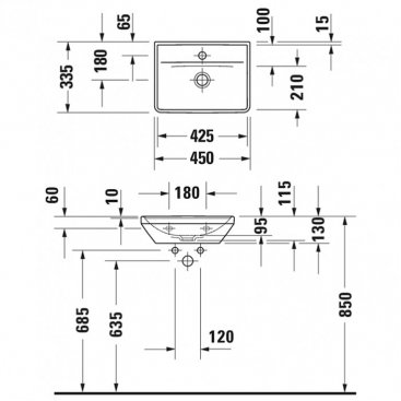 Раковина Duravit D-Neo 0738450041 45 см