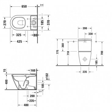 Унитаз-компакт Duravit D-Neo Rimless 2002090000